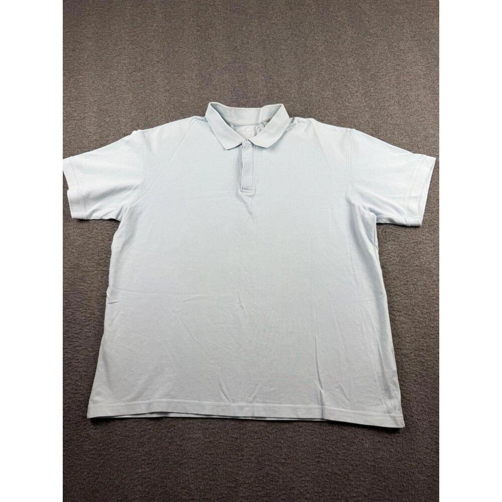 H&M Polo Shirt Men's Large Light Blue Short‎ Sleeve Performance Stretch